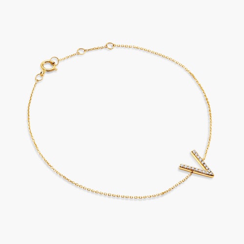 Bransoletka Litera V SAVICKI: złota, diamenty